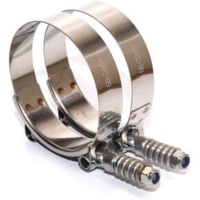 LTI 2 Pack 2.68"-2.99" Spring Loaded T Bolt Clamp Constant Tension Full 304 Stainless Steel for 2.5" ID Hose (68mm-76mm)