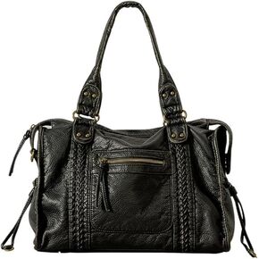 JOLLQUE Rivet Crossbody Bag for Women,Large Retro Washed Leather Handbag Purse,Vintage Y2K Summer Hobo Shoulder Work Bags