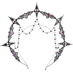 Gothic Costume Halo Crown - Halloween Party Cosplay Crown Headband Spiked Sunburst Evil Costume Photo Props