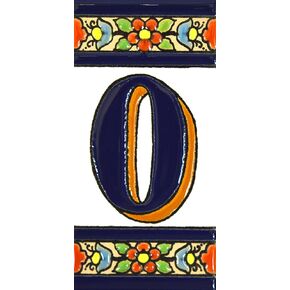 Handpainted Ceramic Letter Tile, 4.29" x 2.13", Style: Traditional Islamic Geometric, Color: Letter 'O' - FLORES MEDIANO