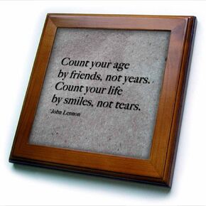 3dRose ft_173270_1 Count Your Age by Friends, Not Years. Count Your Life by Smiles, Not Tears-Framed Tile Artwork, 8 by 8-Inch