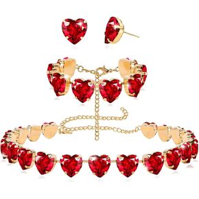 KOSMOS-LI Heart Crystal Choker Necklace Bracelet Earrings for Women Jewelry Sets in Kuwait