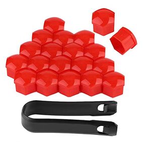 Aramox Nut Caps, 20Pcs Car Wheel Nut Caps Screw Cover 19mm Bolt Rims Exterior Decoration Dust Proof Black (Red)