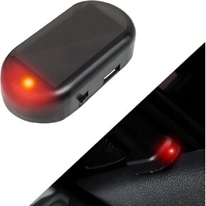 1 PC Car Solar Light Light-Shore ، ABS Shell LED محاكاة Smart Smart Sensor Security Light ، إنذار طاقة شمسية محاكاة ، متوافق مع معظم طرز السيارات (أحمر)