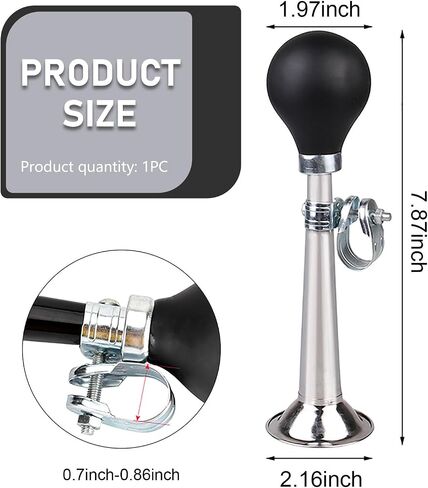 1 PC Bike Horn, 7 Inch Loud Sound Bicycle Bell, Weather-Resistant Vintage Metal Air Horn, Bike Bells for Kids & Adults, Universal Fit for Bicycles/Motorcycles/ATV/Golf Carts (Red) in Saudi Arabia