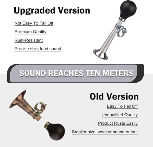 1 PC Bike Horn, 7 Inch Loud Sound Bicycle Bell, Weather-Resistant Vintage Metal Air Horn, Bike Bells for Kids & Adults, Universal Fit for Bicycles/Motorcycles/ATV/Golf Carts (Red) in Saudi Arabia