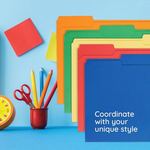 100 Blue Summit Supplies 1/3 Cut, File Folders, Letter Size, Assorted Colors, Including Blue, Red, Green, Yellow & Orange File Folders, 100 Pack in Saudi Arabia