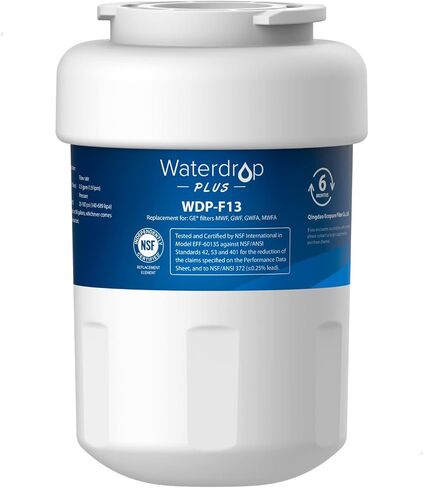 فلتر مياه للثلاجة MWF من واتردروب بلس NSF401&53&42 بديل لGE® MWF، HDX FMG-1، MWFP، MWFA، PL-100، WFC1201، RWF0600A، PC75009، RWF1060، 197D6321P006، كينمور 4 69991 3 فلاتر in Saudi Arabia