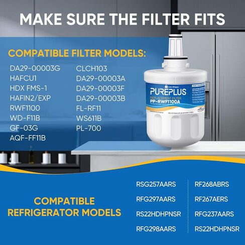 PUREPLUS DA29-00003G Water Filter Replacement for Samsung DA29-00003B, Aqua-Pure Plus DA29-00003F, DA29-00003A, HAFCU1, HDX FMS-1, RSG257AARS, RFG237AARS, RFG297AARS, RS22HDHPNSR Refrigerator, 3Pack in Saudi Arabia