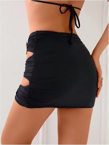 مريحة للسيدات النجمة المقطوعة من التستر على تنورة Ruched Mid Rise Beach Bodycon تنورة in Saudi Arabia