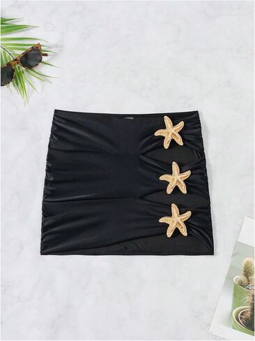 مريحة للسيدات النجمة المقطوعة من التستر على تنورة Ruched Mid Rise Beach Bodycon تنورة in Saudi Arabia