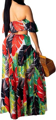 Sexy Two Piece Sets for Women Vacation Elegant Sleeveless Top Long Split Maxi Dress Beach Swimwear in Saudi Arabia