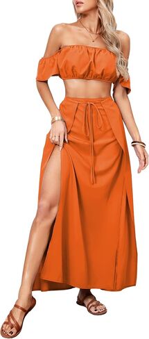 Sexy Two Piece Sets for Women Vacation Elegant Sleeveless Top Long Split Maxi Dress Beach Swimwear in Saudi Arabia
