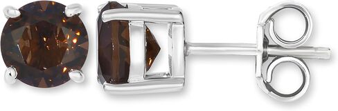Levian Smoky Quartz أو Blue Topaz Round Stud أقراط للنساء - 925 الأزرار الفضية الاسترليني الخاصة بها - يونيو أو ديسمبر - ادفع - اثنان من أقراط الأحجار الكريمة الأنيقة والجنسية الخالدة in Kuwait