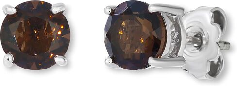 Levian Smoky Quartz أو Blue Topaz Round Stud أقراط للنساء - 925 الأزرار الفضية الاسترليني الخاصة بها - يونيو أو ديسمبر - ادفع - اثنان من أقراط الأحجار الكريمة الأنيقة والجنسية الخالدة in Kuwait