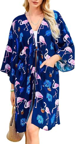 Makabo Swimsuit Coverup for Women و Hawaiian Beach Bikini Print Ups مع حزام وجيوب in Kuwait