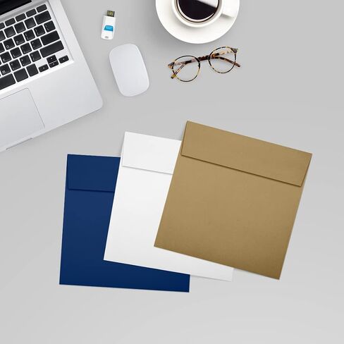 LUXPaper Square Invitation Envelopes | Peel & Press | 5" x 5" | White Linen | 80lb. Text | 50 Qty in Kuwait