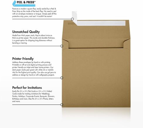 LUXPaper Square Invitation Envelopes | Peel & Press | 5" x 5" | White Linen | 80lb. Text | 50 Qty in Kuwait