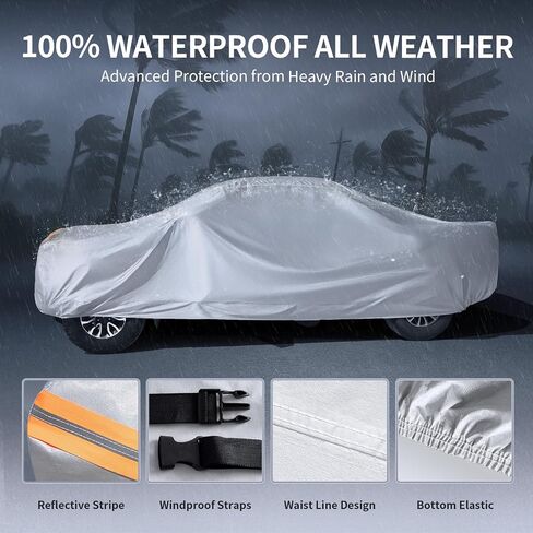 Toyota Tundra Truck Cover Custom Fit 1999-2021 Double Cab/CrewMax Cab Short Bed(5.5'-6.5') with Door Zipper, 10 Layers Pickup Truck Cover Waterproof All Weather, Car Tarp for Wind Dust Sun Protector. in Saudi Arabia