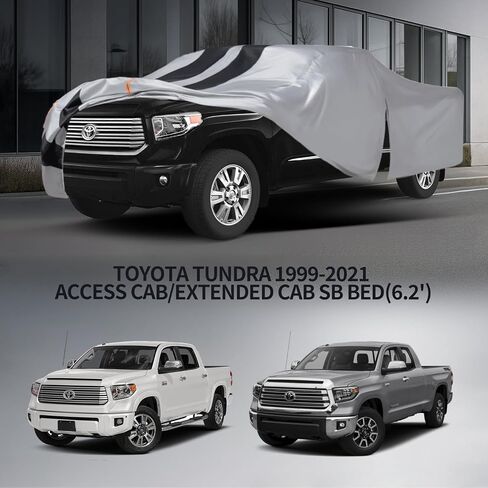 Toyota Tundra Truck Cover Custom Fit 1999-2021 Double Cab/CrewMax Cab Short Bed(5.5'-6.5') with Door Zipper, 10 Layers Pickup Truck Cover Waterproof All Weather, Car Tarp for Wind Dust Sun Protector. in Saudi Arabia
