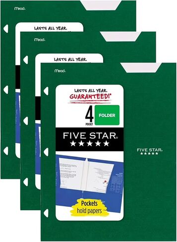 Five Star Folder, 4-pocket, File Folder, Blue (Pack of 3) (72095) in Kuwait