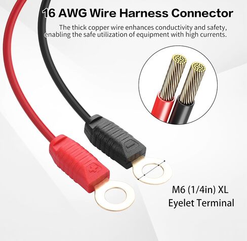 YAODHAOD Wire Harness Compatible with NOCO(R) GC008 X-Connect, 16 AWG M10 (3/8in) XL Eyelet Terminal Connector,Smart Battery Chargers Extension Eyelet Terminal Accessory (2PCS) (M10, 1PCS) in Saudi Arabia