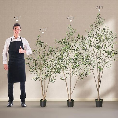 Olive Trees Artificial Indoor, 6FT Tall Faux Olive Tree, Fake Potted Olive Tree, Artificial Plants with Natural Wood Trunk and Lifelike Fruits for Home Room Office Decor and Housewarming Gift in Saudi Arabia