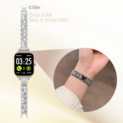 LYSANDRA 22mm watch Band for Women, Metal Jewelry Sparkly Diamond Thin Replacement Compatible for Fitpolo GTX12, TOZO S6/S5, Tensky GTX12/208BT, aeac IDW208 Plus Watch in Kuwait