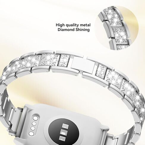 LYSANDRA 22mm watch Band for Women, Metal Jewelry Sparkly Diamond Thin Replacement Compatible for Fitpolo GTX12, TOZO S6/S5, Tensky GTX12/208BT, aeac IDW208 Plus Watch in Kuwait