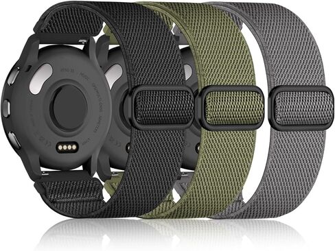 18 مم نايلون سبورت مرنة نطاقات متوافقة مع Garmin Vivoactive 4S ، Fenu 3S/2S Watch Band ، Forerunner 265S/255S ، 3 حزمة حلقة معصم حزمة الاستبدال للرجال والنساء in Kuwait