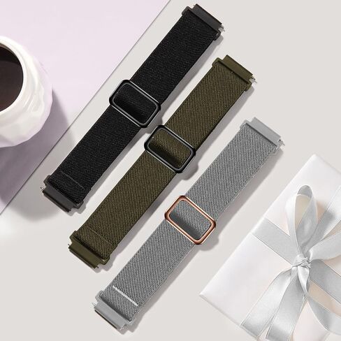 18 مم نايلون سبورت مرنة نطاقات متوافقة مع Garmin Vivoactive 4S ، Fenu 3S/2S Watch Band ، Forerunner 265S/255S ، 3 حزمة حلقة معصم حزمة الاستبدال للرجال والنساء in Kuwait