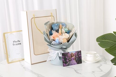 Valentines Day Flowers Gifts for Her, Flowers for Delivery, Preserved Flowers Bouquets Last 1-3 Years, Birthday Gifts for Women, Mothers Day Flowers, (Blue) in Saudi Arabia