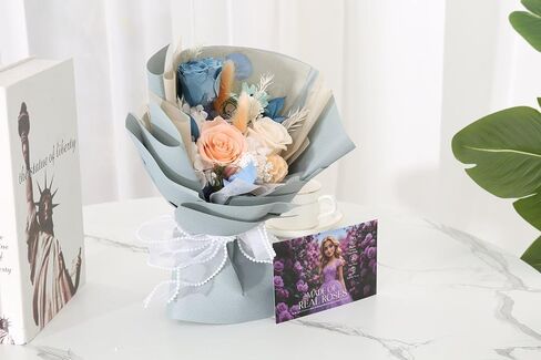 Valentines Day Flowers Gifts for Her, Flowers for Delivery, Preserved Flowers Bouquets Last 1-3 Years, Birthday Gifts for Women, Mothers Day Flowers, (Blue) in Saudi Arabia