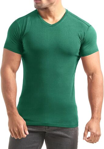 Lehmanlin Men Muscle T Shirts Slim Fit Fit Fit Bustic Buybuilding Thirts تمتد in Kuwait
