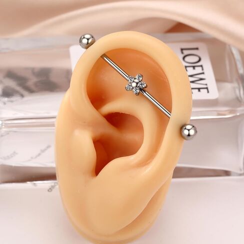 PEAKLINK Titanium Industrial Bar 14G Industrial Piercing Jewelry Industrial Barbell for Women Men With CZ/Opal Cartilage Helix Earring 11/2 Inch 38mm in Saudi Arabia