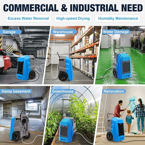 MOUNTO 180Pints Commercial Dehumidifier with Pump and Drain Hose, LGR Portable Dehumidifier with wheels for Home, Basements, Garages, and Job Sites. in Kuwait