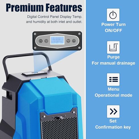 MOUNTO 180Pints Commercial Dehumidifier with Pump and Drain Hose, LGR Portable Dehumidifier with wheels for Home, Basements, Garages, and Job Sites. in Kuwait