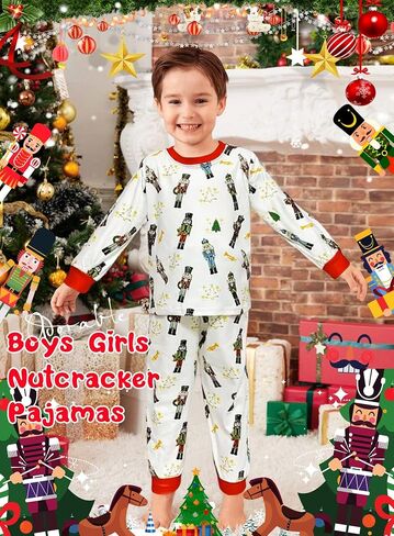 Toddler Boy Girl Christmas Outfit - Kids Long Sleeve Funny Nutcracker Top Pants Xmas Tree Warm Winter Matching Set in Saudi Arabia