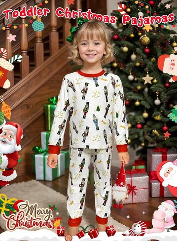 Toddler Boy Girl Christmas Outfit - Kids Long Sleeve Funny Nutcracker Top Pants Xmas Tree Warm Winter Matching Set in Saudi Arabia