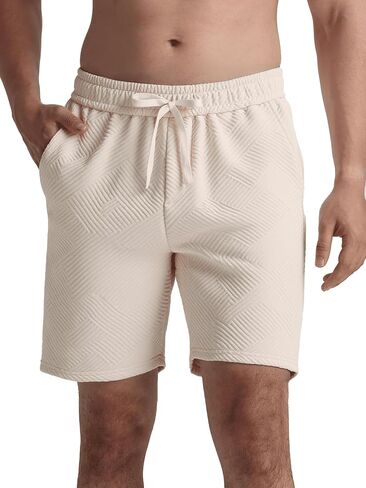 JIHUILAI Mens Casual Shorts Drawstring Summer Sports Shorts Geometric Texture Casual Beach Shorts with Pockets in Saudi Arabia