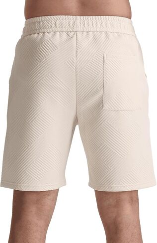 JIHUILAI Mens Casual Shorts Drawstring Summer Sports Shorts Geometric Texture Casual Beach Shorts with Pockets in Saudi Arabia