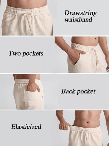 JIHUILAI Mens Casual Shorts Drawstring Summer Sports Shorts Geometric Texture Casual Beach Shorts with Pockets in Saudi Arabia