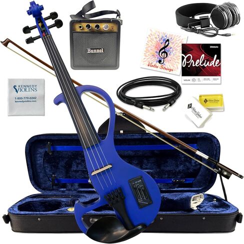 Electric Violin Bunnel Edge Outfit 4/4 Full Size (BLACK) — With Carrying Case and Accessories - Headphone Jack - Piezo Ceramic Pick-up – from Kennedy Violins in Kuwait