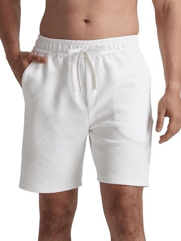 JIHUILAI Mens Casual Shorts Drawstring Summer Sports Shorts Geometric Texture Casual Beach Shorts with Pockets in Saudi Arabia