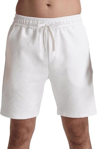 JIHUILAI Mens Casual Shorts Drawstring Summer Sports Shorts Geometric Texture Casual Beach Shorts with Pockets in Saudi Arabia