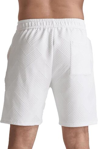 JIHUILAI Mens Casual Shorts Drawstring Summer Sports Shorts Geometric Texture Casual Beach Shorts with Pockets in Saudi Arabia