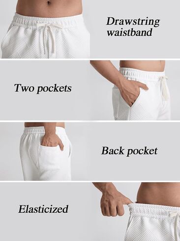 JIHUILAI Mens Casual Shorts Drawstring Summer Sports Shorts Geometric Texture Casual Beach Shorts with Pockets in Saudi Arabia