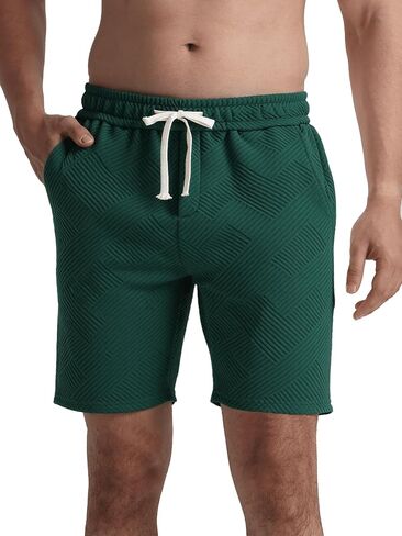 JIHUILAI Mens Casual Shorts Drawstring Summer Sports Shorts Geometric Texture Casual Beach Shorts with Pockets in Saudi Arabia