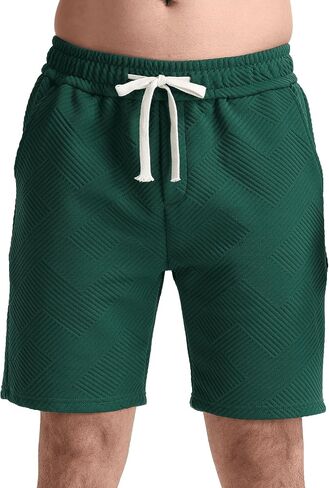 JIHUILAI Mens Casual Shorts Drawstring Summer Sports Shorts Geometric Texture Casual Beach Shorts with Pockets in Saudi Arabia