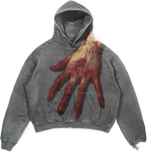 Unisex 3D Blood Hand/Spider Horror Hoodie Dark Streetwear Gothic Punk High Street Fashion Halloween Must-Have in Saudi Arabia